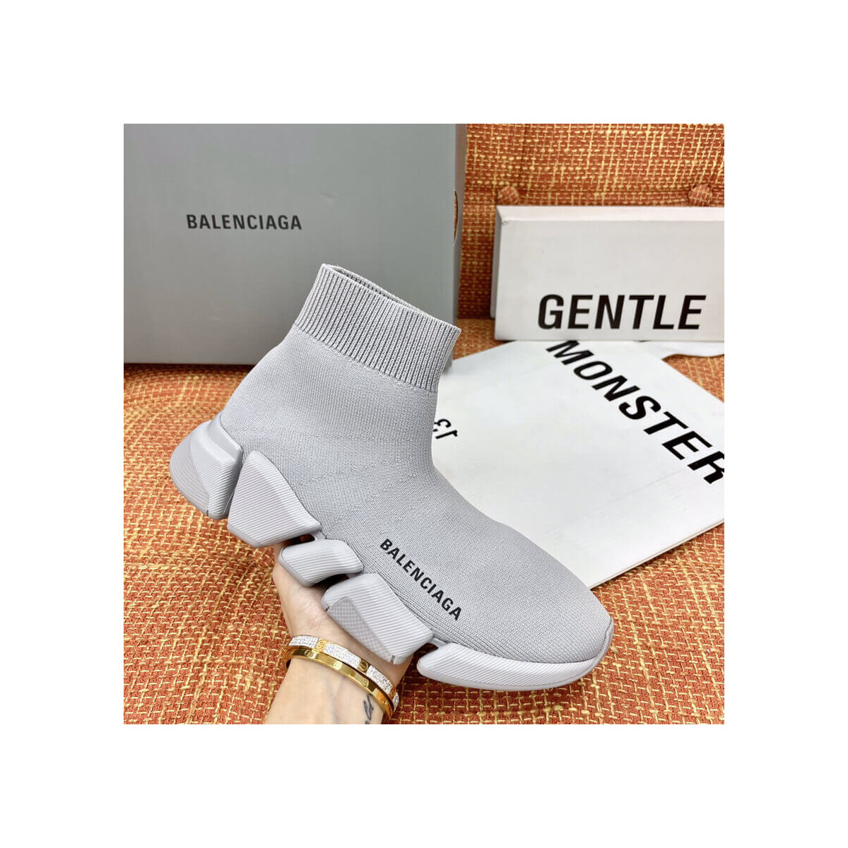 Balenciaga Speed 2.0 Knit Sock Sneakers 617239 Grey