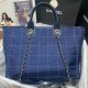 Chanel Deauville Cotton &amp; Calfskin Large Shopping Bag AS93786