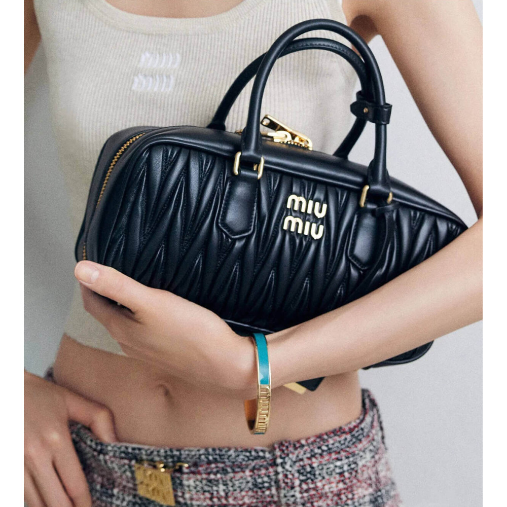 Miu Miu Arcadie Matelasse Nappa Leather Bag 5BB148 Black