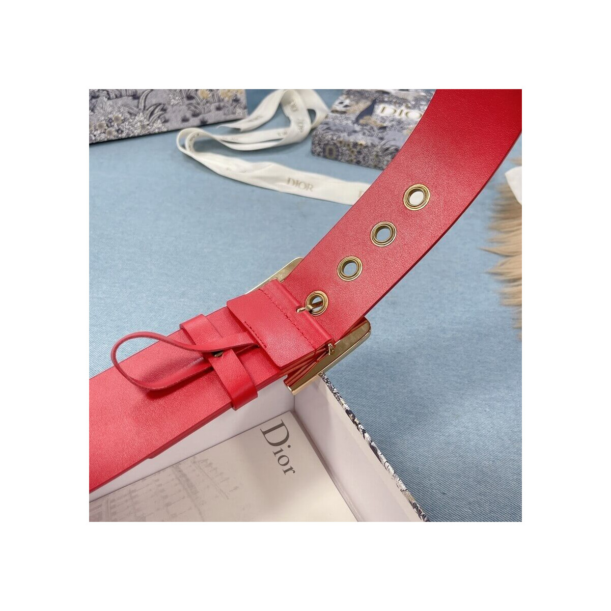 Christian Dior Diorquake 5.0cm Belt Red