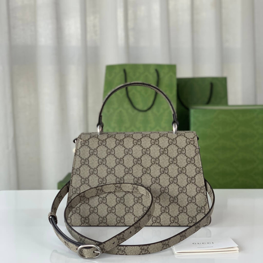 Gucci Small Dionysus Top Handle Bag 739496 Taupe Suede Trim