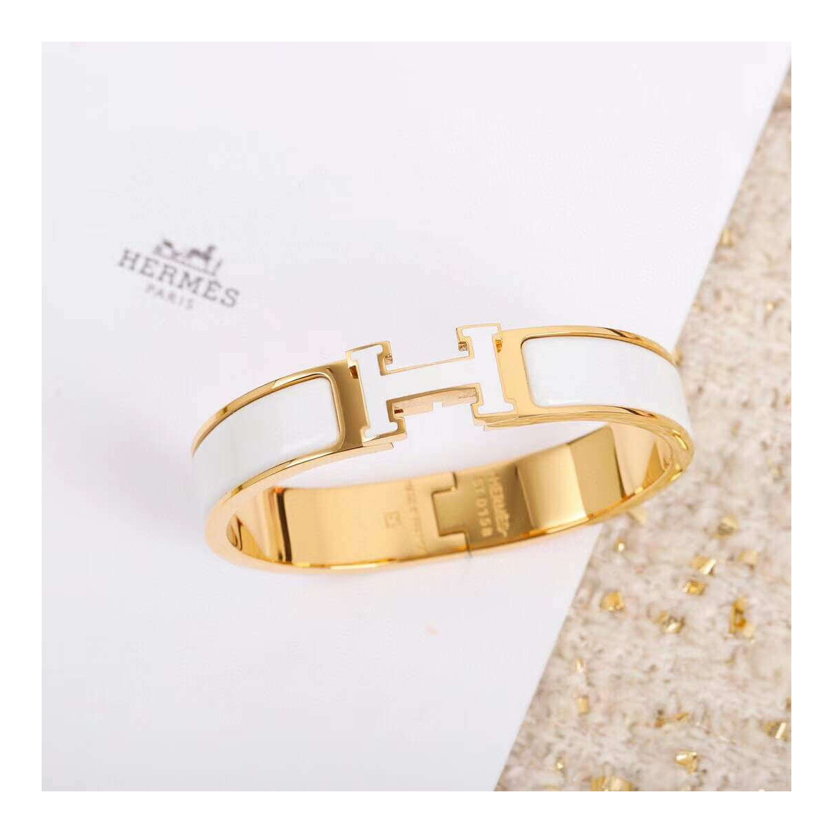 Hermes Narrow Clic Clac H Enamel Bracelet