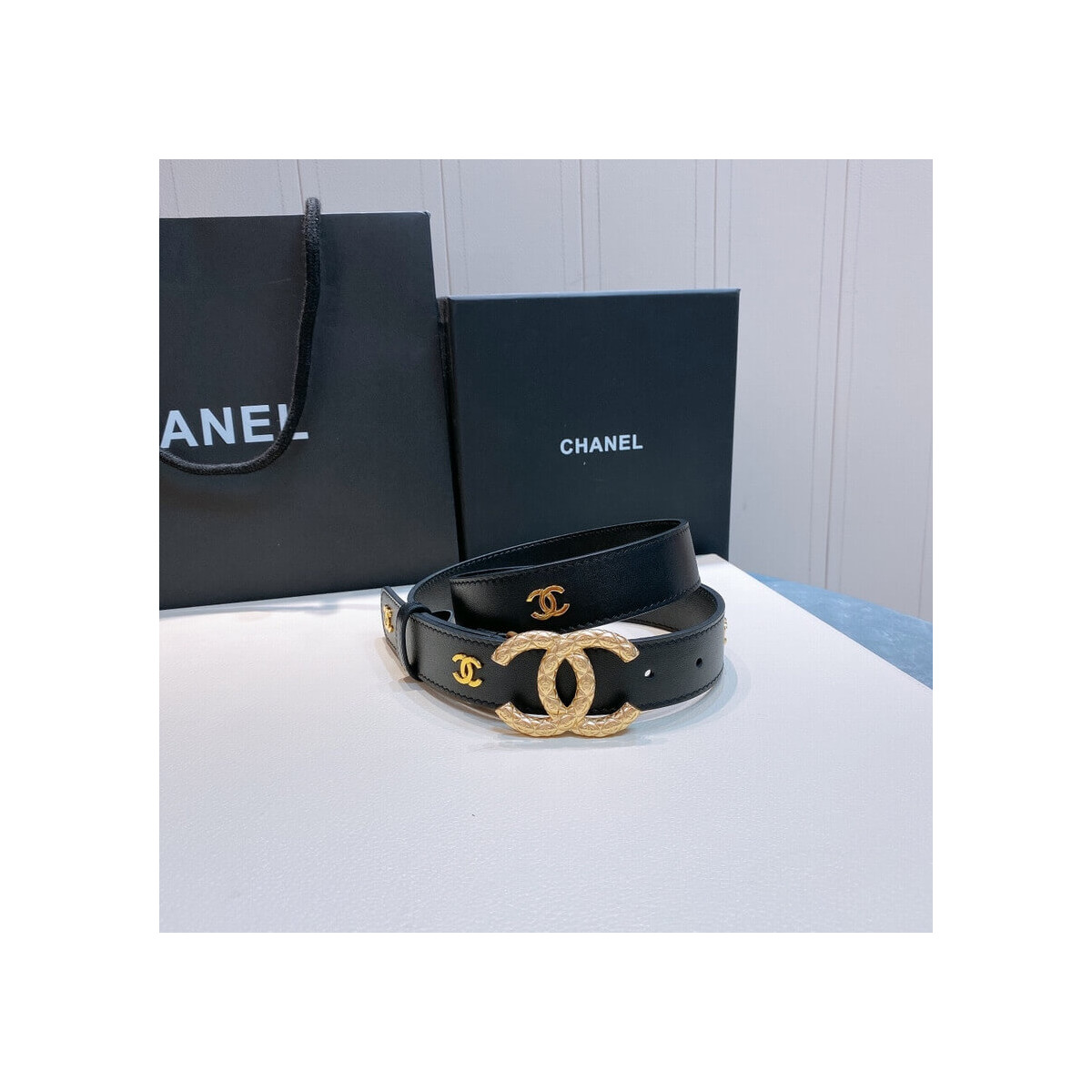 Chanel Calfskin CC Logo 3.0cm Belt 34168