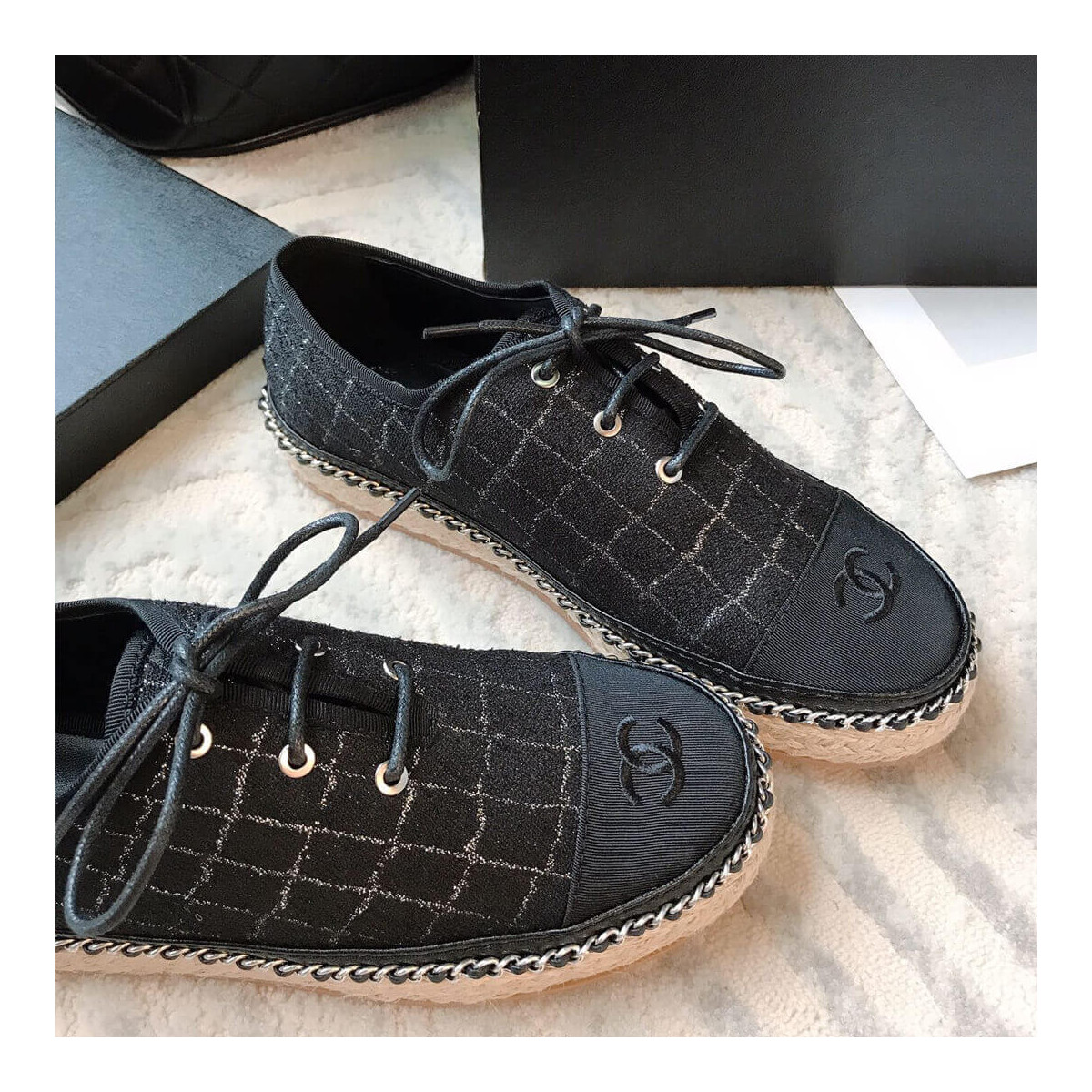 Chanel Tweed Lace-Ups G36140