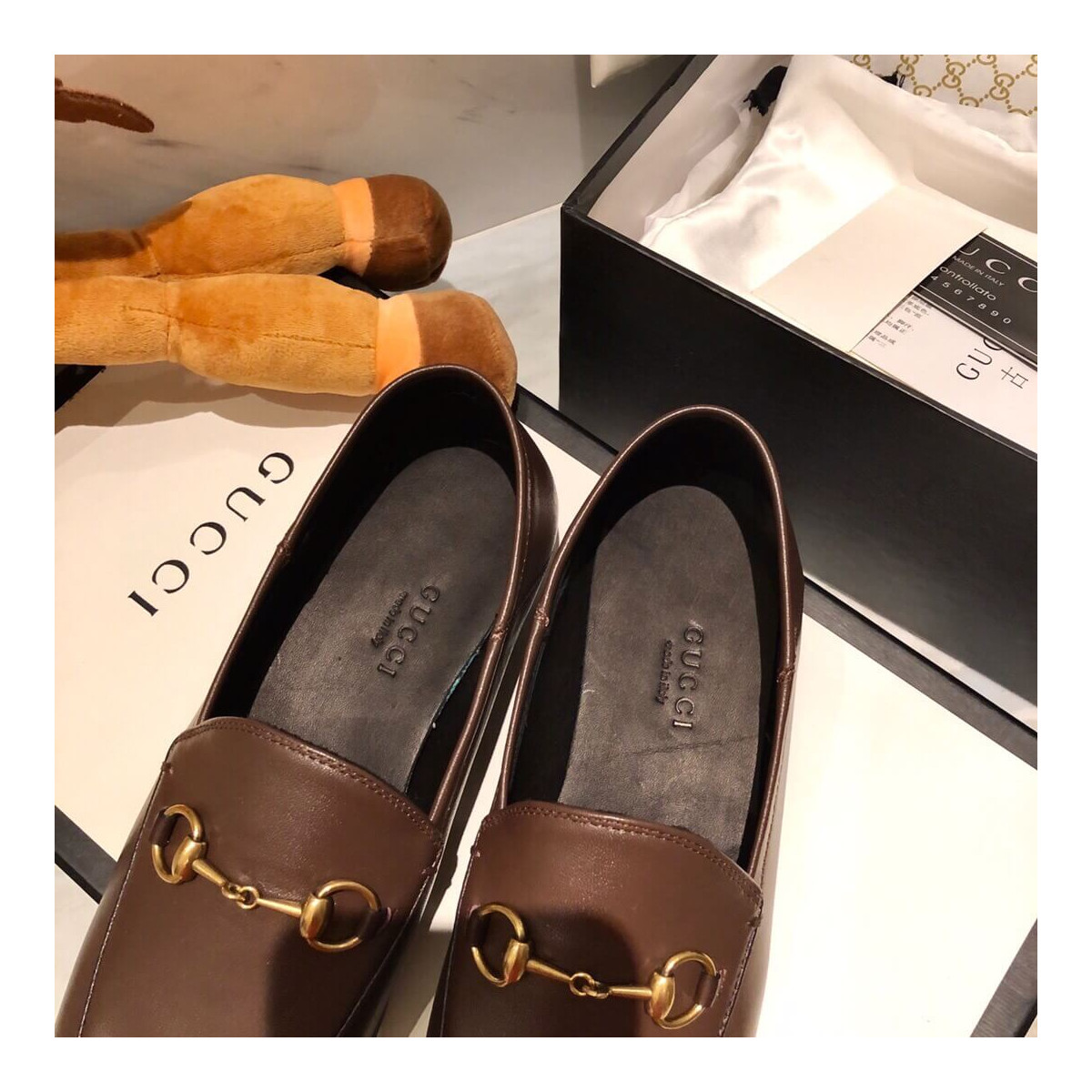 Gucci Leather Horsebit Loafer 414998 Coffee