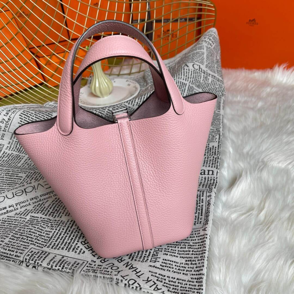 Hermes Picotin Lock Bag in Taurillon Clemence 3Q Rose Sakura