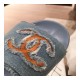 Chanel Denim Logo Sandal Mules G35781