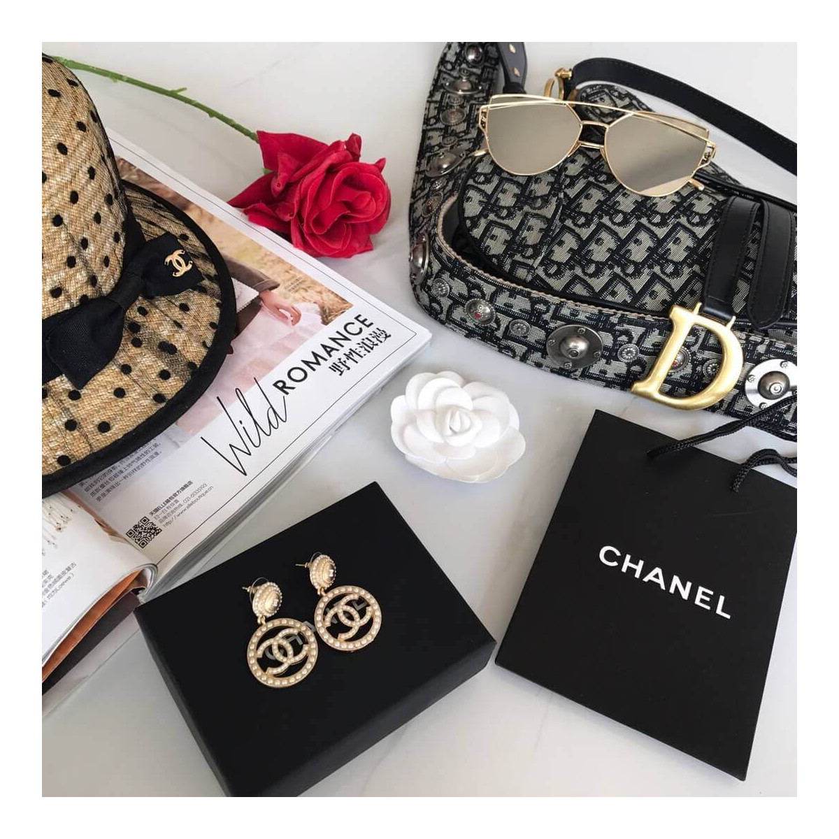 Chanel CC Pearl Hoop Earrings 460971