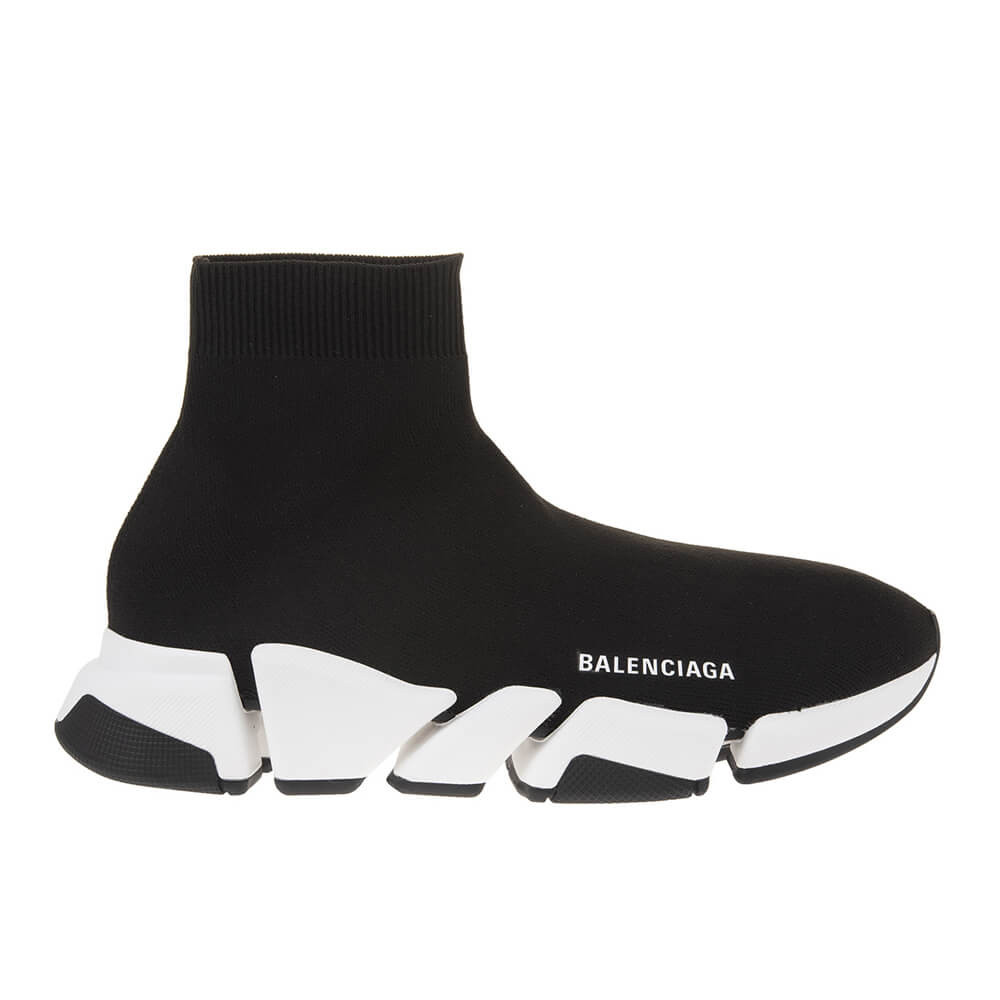 Balenciaga Speed 2.0 Knit Sock Sneakers 617239 Black/White