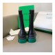 Bottega Veneta Rubber-Trimmed Leather Chelsea Boots Black/Green