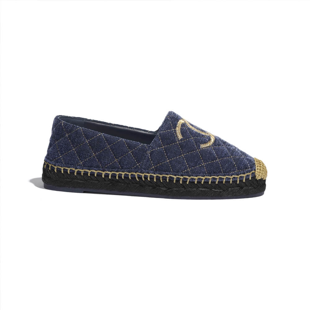 Chanel CC Logo Velvet Espadrilles G32910