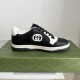 Gucci MAC80 Interlocking G Leather Sneakers Black/White 756815