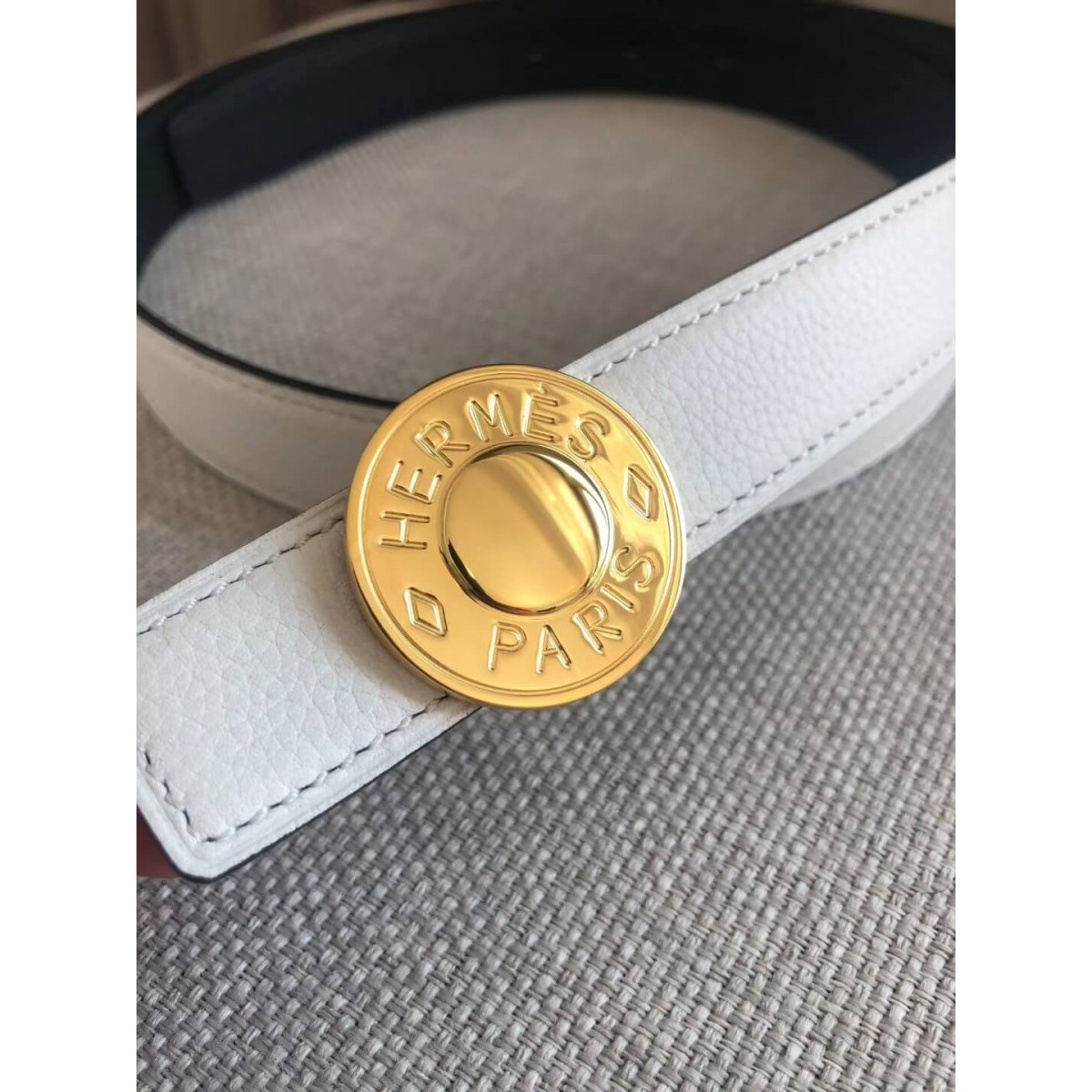 Hermes Bouton Bombe Belt Buckle &amp; Reversible Leather Strap 24mm H0800