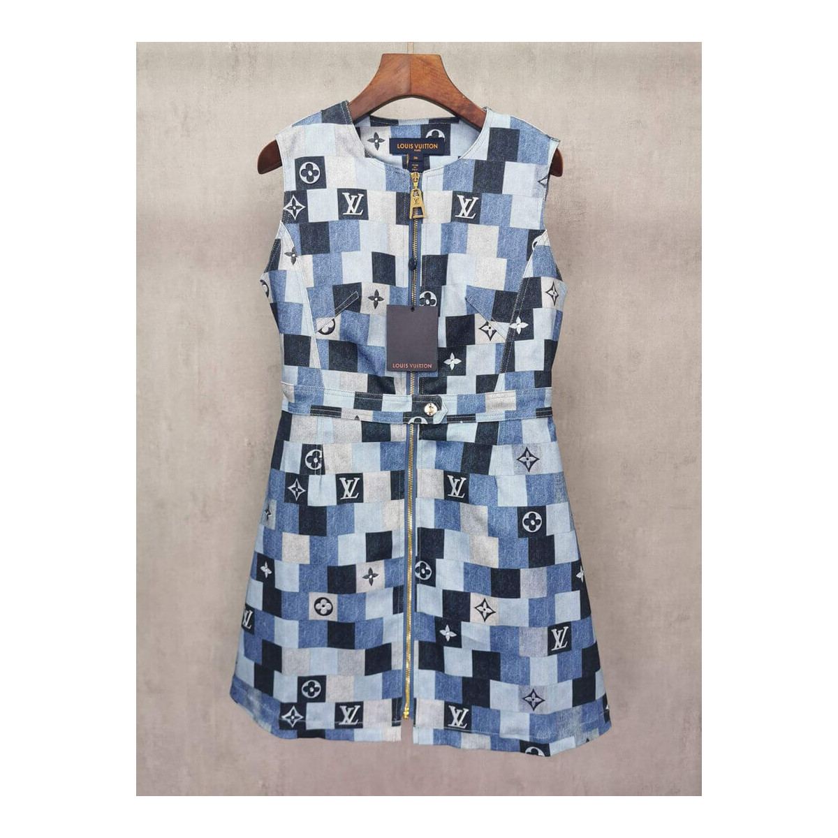 Louis Vuitton Denim Monogram Check Dress 1A62F0