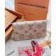 Louis Vuitton Monogram Empreinte Leather Pochette Felicie M82047 Creme/Pink