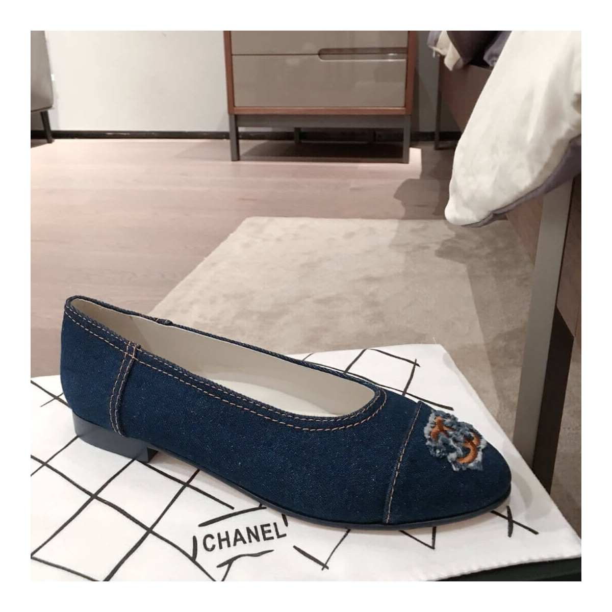 Chanel Denim Logo Ballerinas G35780