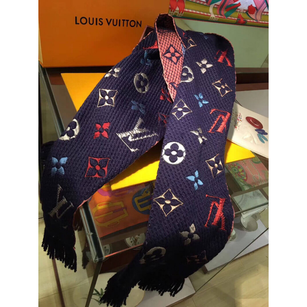 Louis Vuitton Logomania Rainbow Scarf M70899 Navy Blue