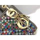 Micro Lady Dior Bag Dark Grey Metallic Canvas Embroidered with Multicolor Crystals S0856