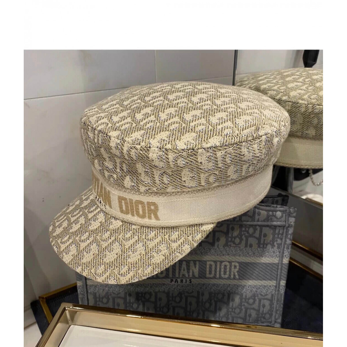 Christian Dior Oblique Canvas Newsboy Hat 48850