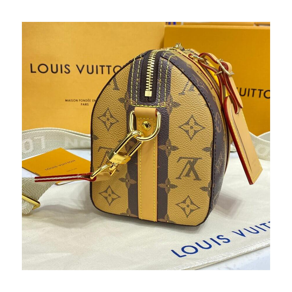 Louis Vuitton Monogram Stripes Brown City Keepall M45963