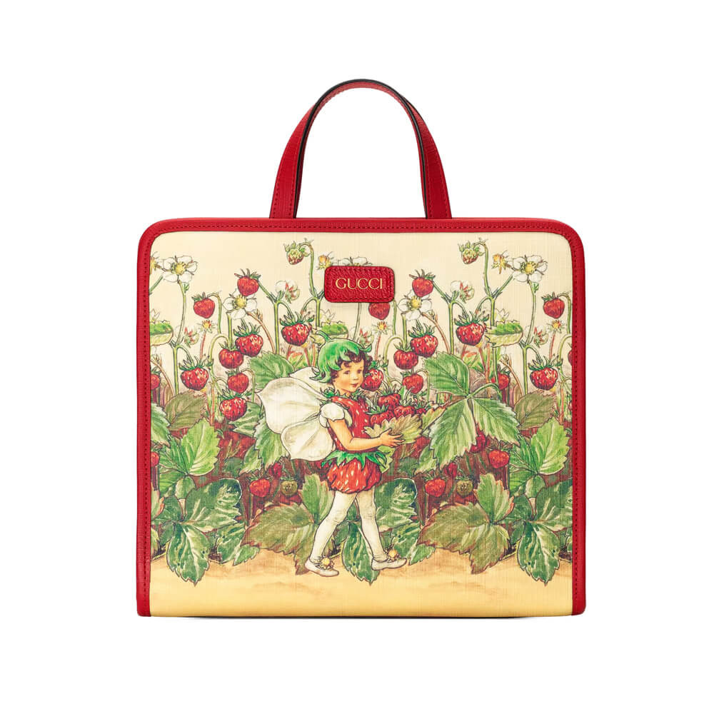 Gucci Children&#039;s Top-Handle Bag With Strawberry Fairy Print 605614