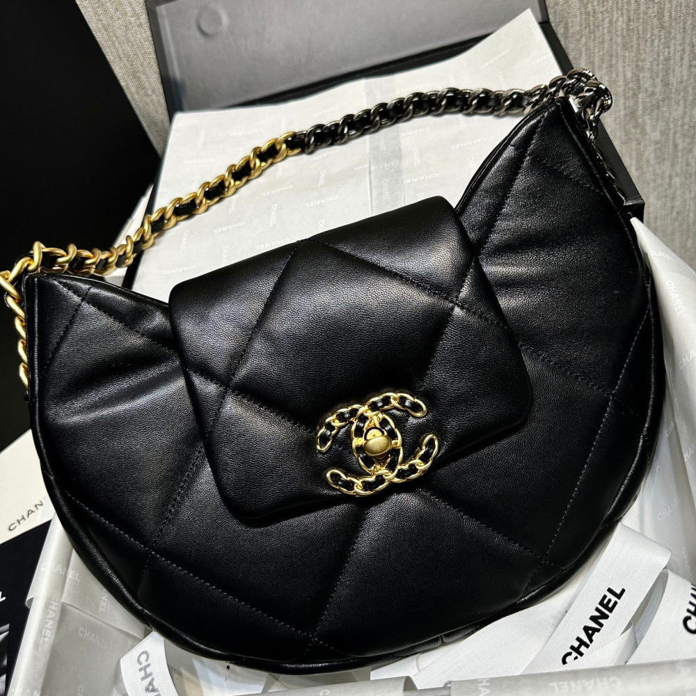 Chanel 19 Hobo Bag Black Quilted Lambskin AS4638