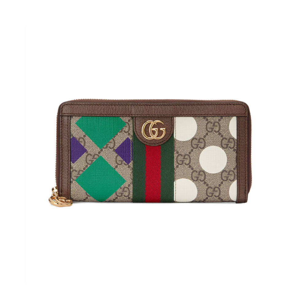 Gucci Geometric Motifs Ophidia Zip Around Wallet 523154