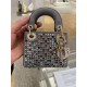 Micro Lady Dior Bag Dark Grey Metallic Canvas Embroidered with Multicolor Crystals S0856