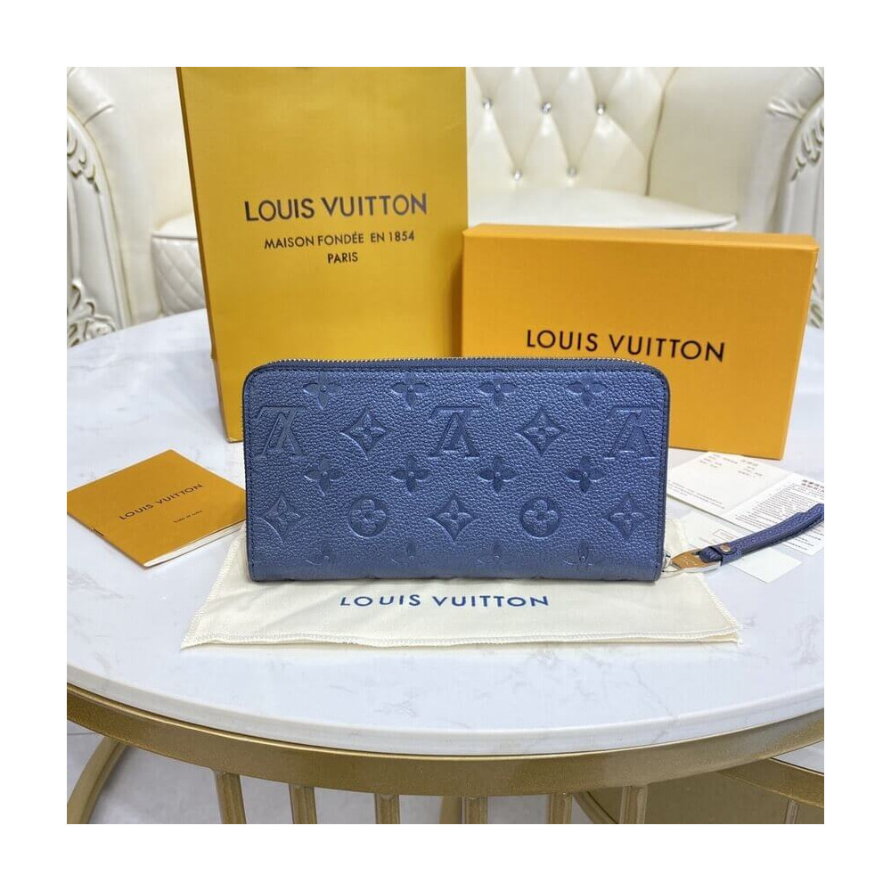 Louis Vuitton Monogram Empreinte Leather Zippy Wallet M80958 Navy Nacre