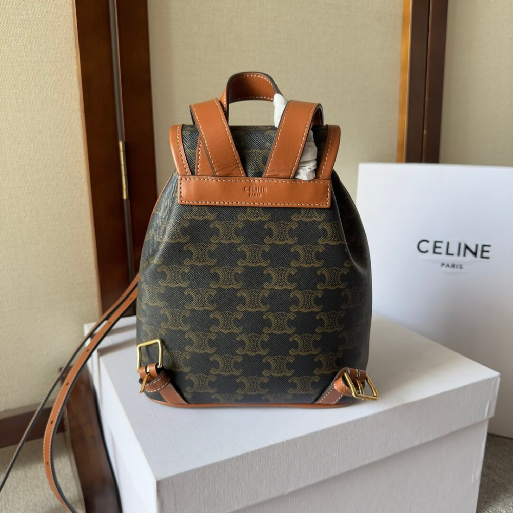 Celine Mini Backpack Folco In Triomphe Canvas And Calfskin 197662