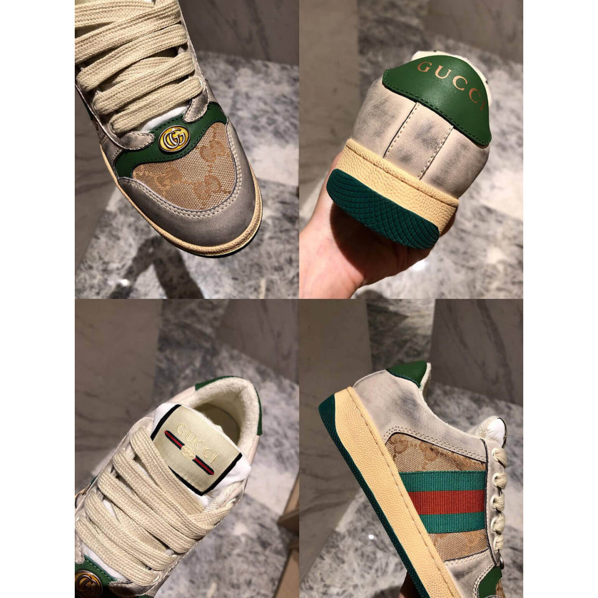 Gucci Screener Dirt Leather Sneaker 570443 Green