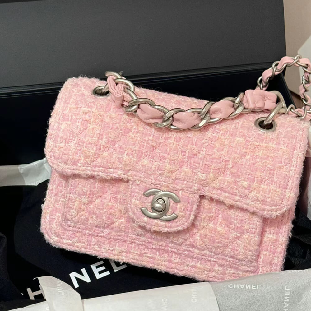 Chanel Mini Flap Bag Pink Tweed AS4051