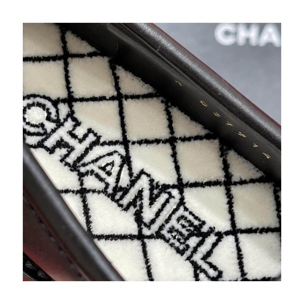 Chanel Black Leather and White Velvet Loafers