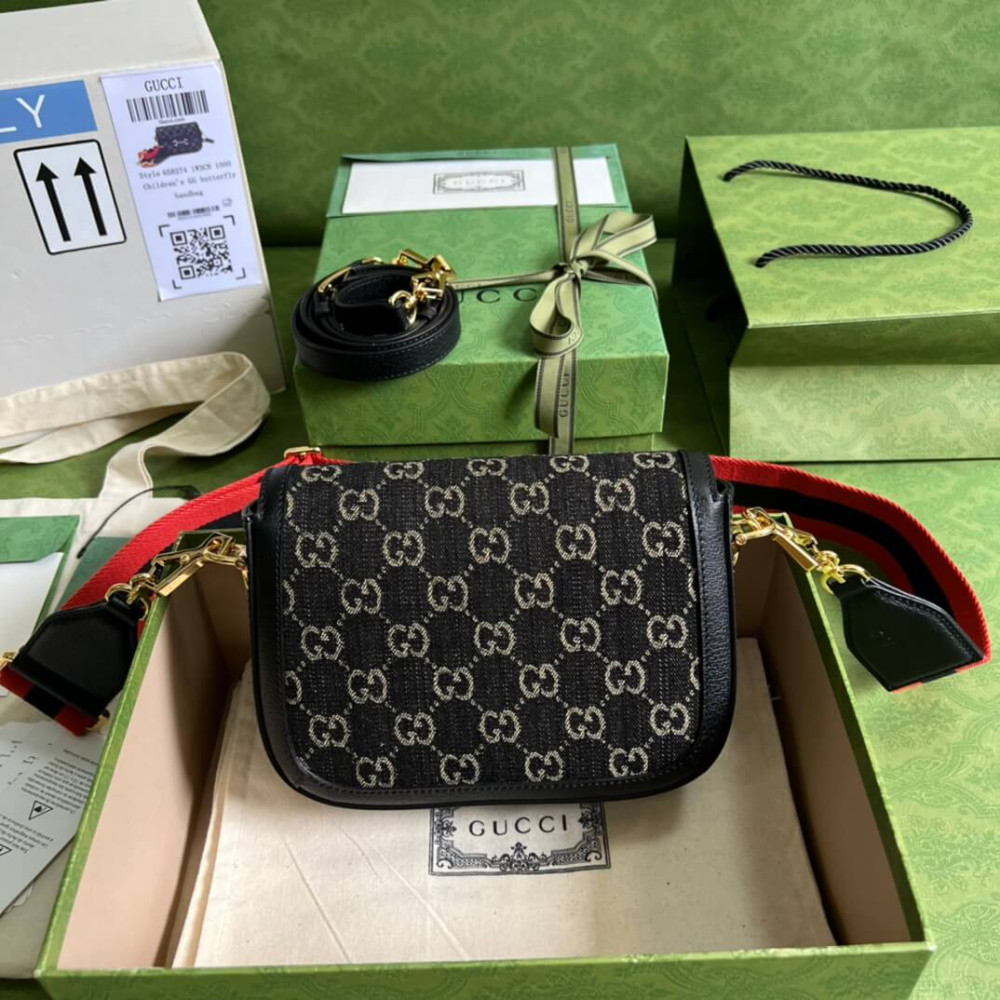 Gucci Horsebit 1955 Denim Mini Bag 658574 Black