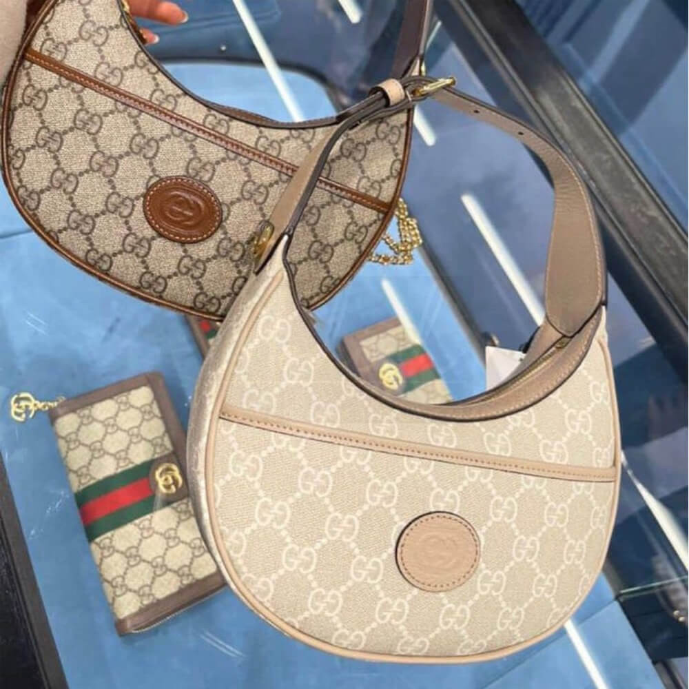 Gucci Half-Moon-Shaped Mini Bag with Interlocking G 726843 Oatmeal