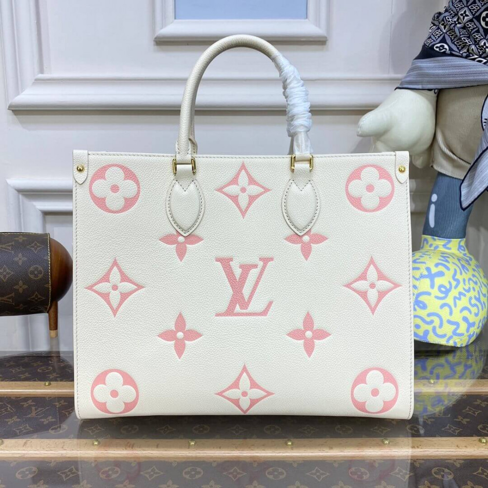 Louis Vuitton Monogram Empreinte Leather OnTheGo MM M21575 Creme/Pink