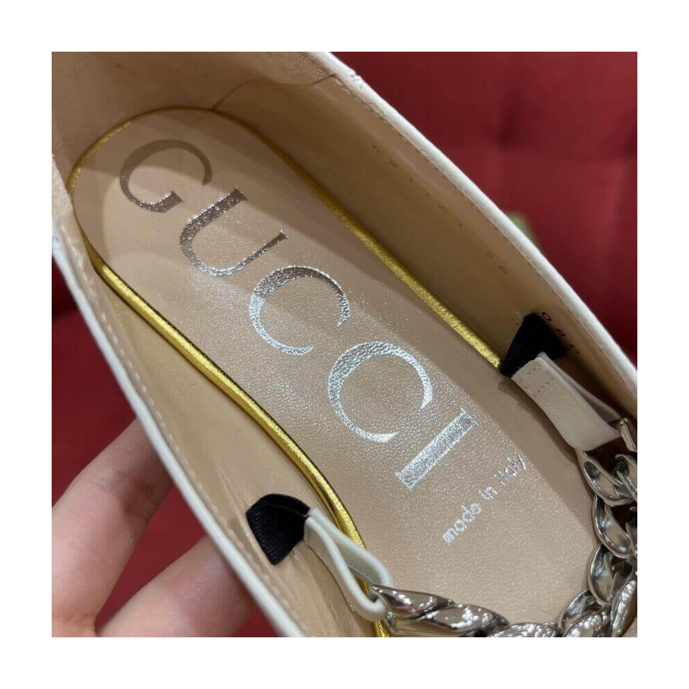 Gucci Chain Leather Ballet Flats with Horsebit 621161