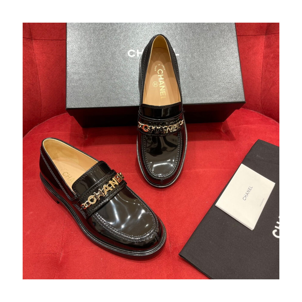 Chanel Patent Calfskin Loafers Black