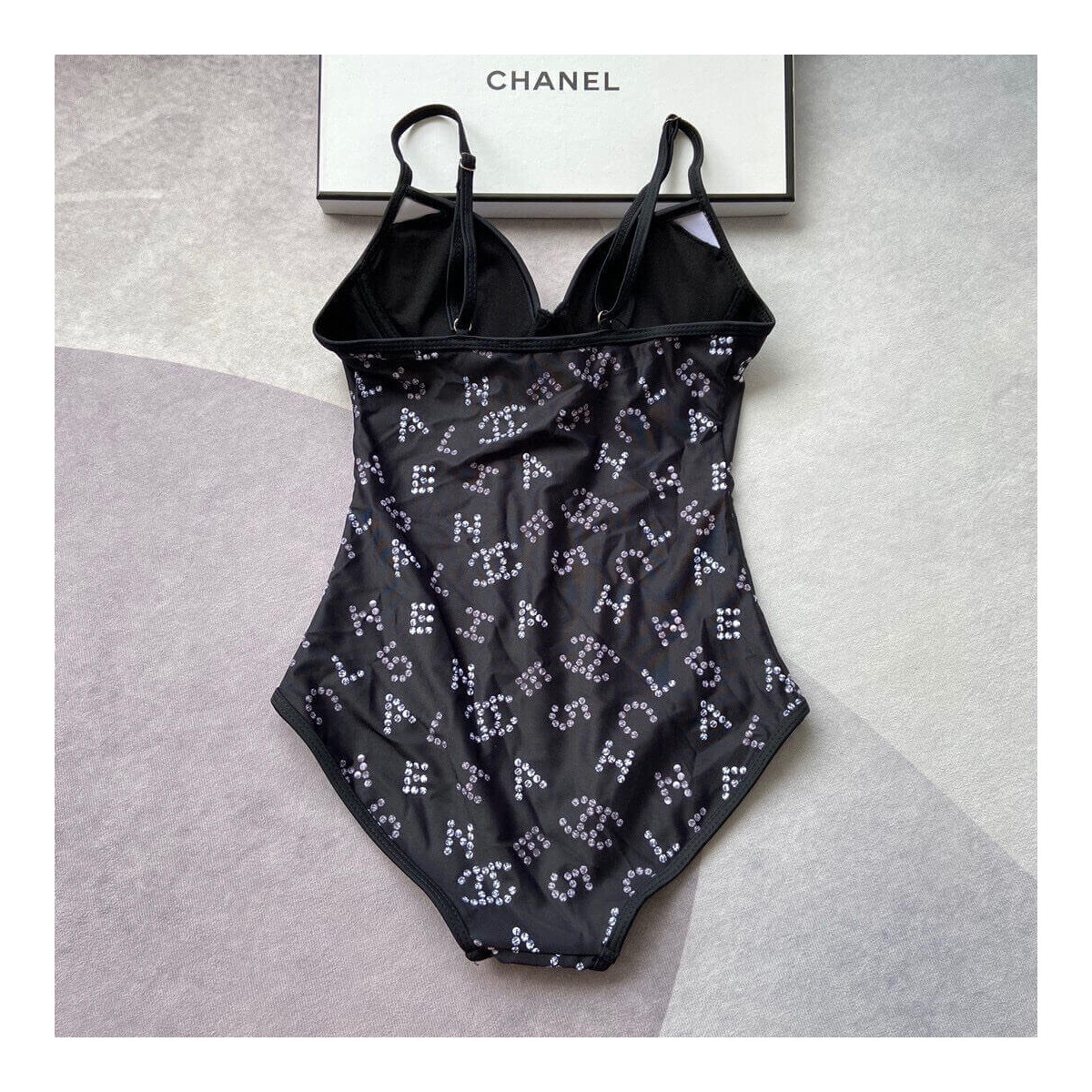 Chanel Glittered CC Logo Print One Piece Swimsuit P62750