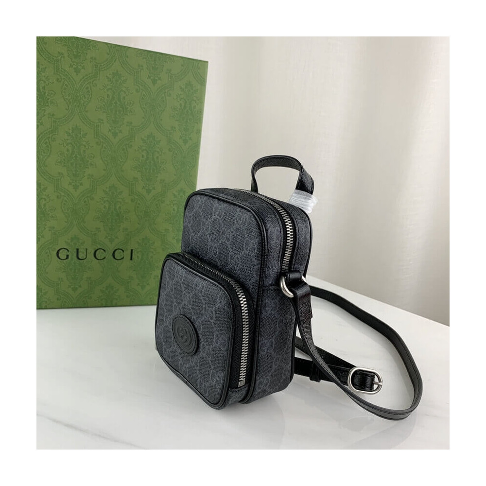 Gucci Mini Bag with Interlocking G in Black GG Supreme 672952