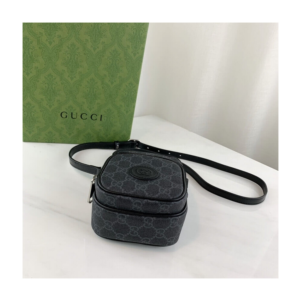 Gucci Mini Bag with Interlocking G in Black GG Supreme 672952