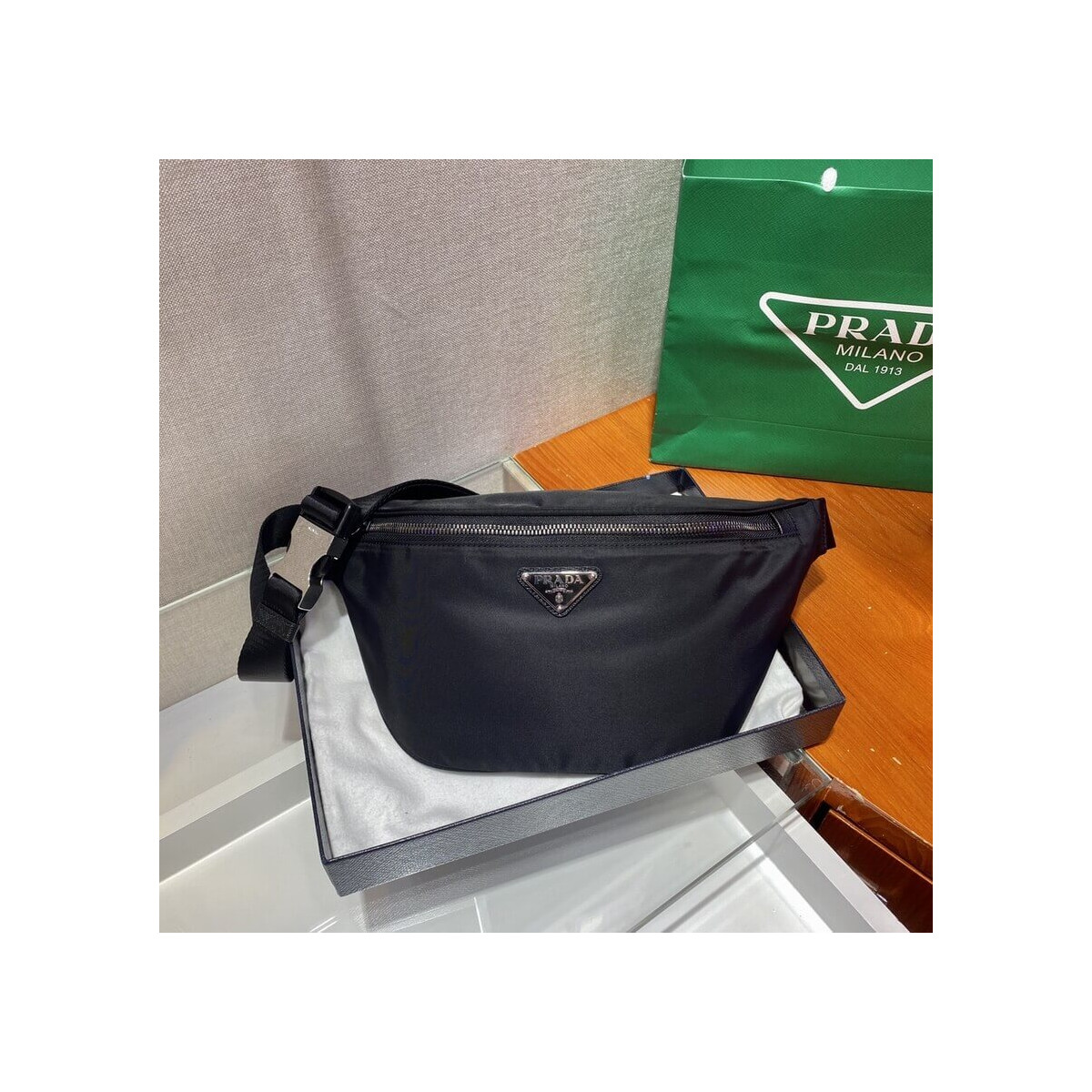 Prada Nylon and Saffiano Leather Belt Bag 2VL033