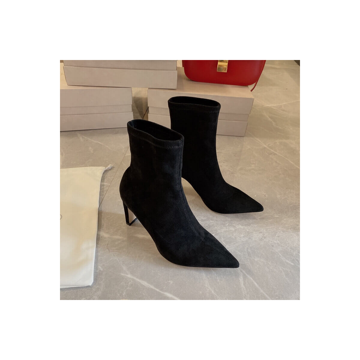 Jimmy Choo Louella 85 Stretch-Suede Sock Boots J170