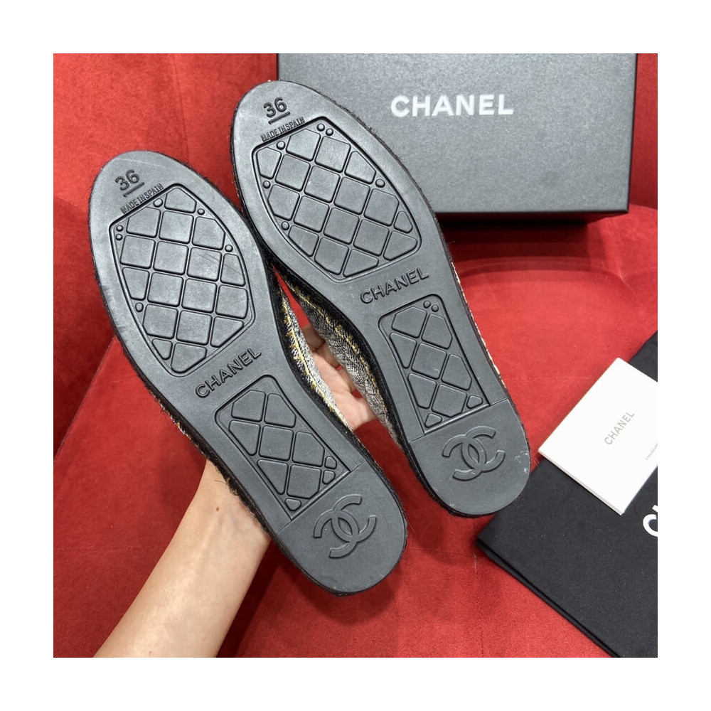 Chanel CC Logo Velvet Espadrilles G32910