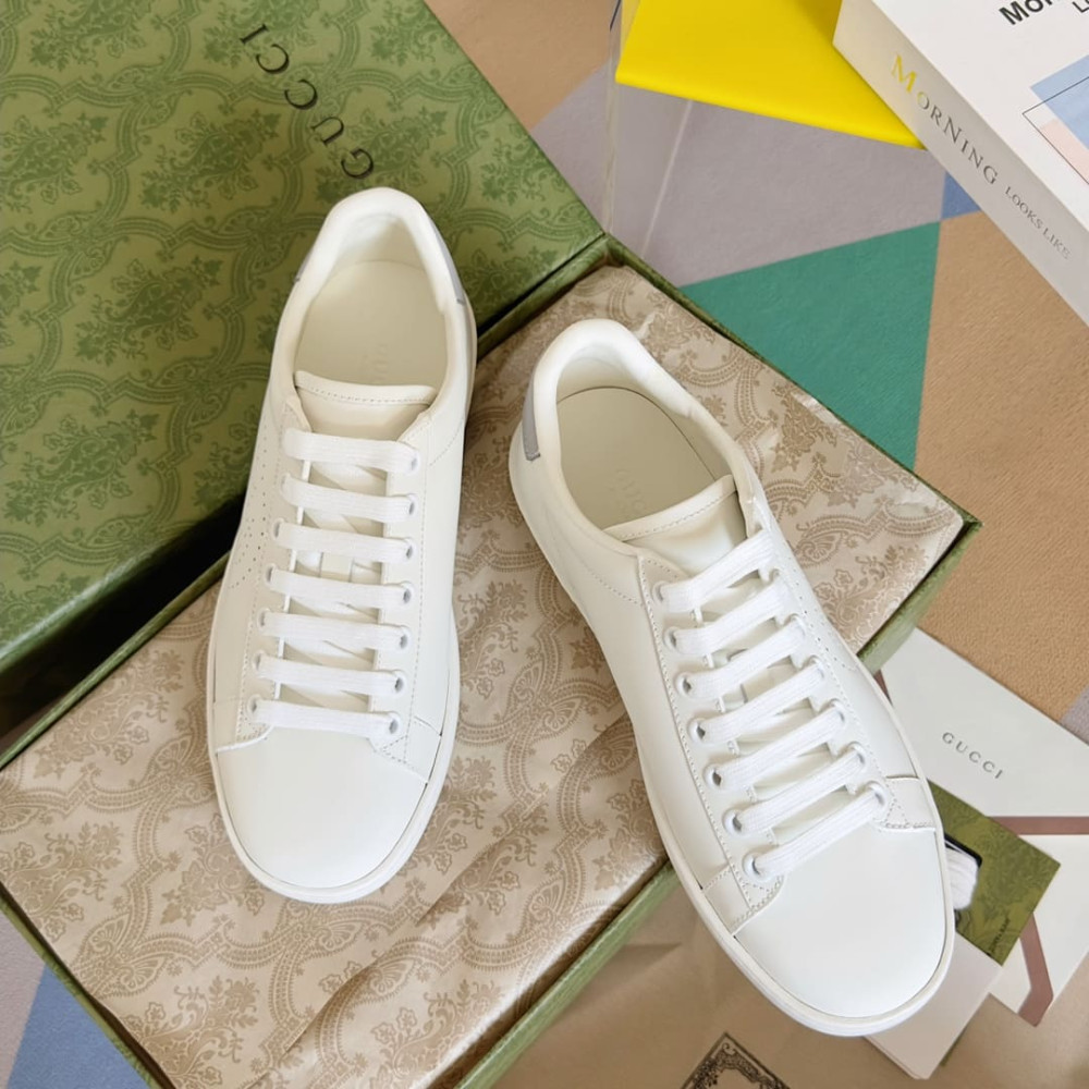 Gucci White and Grey Interlocking G Ace Sneaker 599147