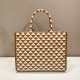 Prada Large Symbole Embroidered Fabric Handbag 1BA356 Tobacco/Chalk White