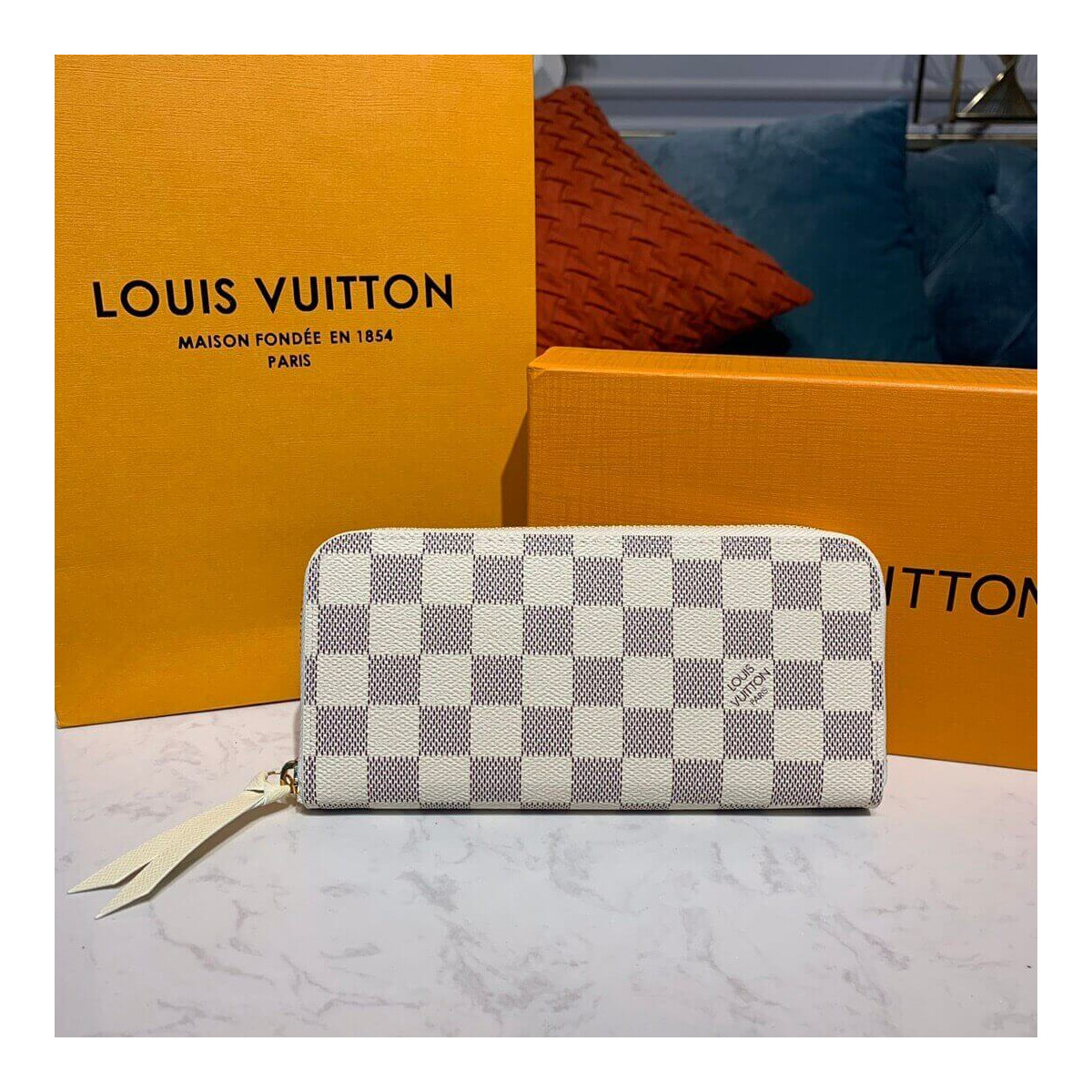 Louis Vuitton Damier Azur Clemence Wallet N61210 N61264