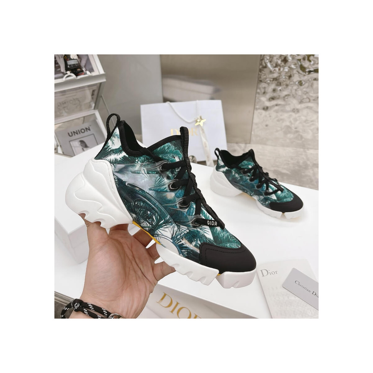 Christian Dior D-Connect Sneaker Indigo Blue Palms Printed K260