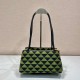 Prada Small Symbole Bag Embroidered Fabric 1BA368 Black/Ivy Green