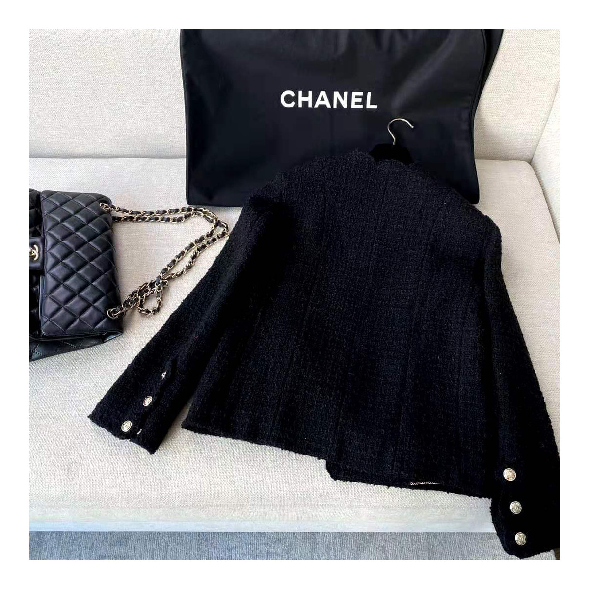 Chanel Wool Tweed Jacket P65347 Black